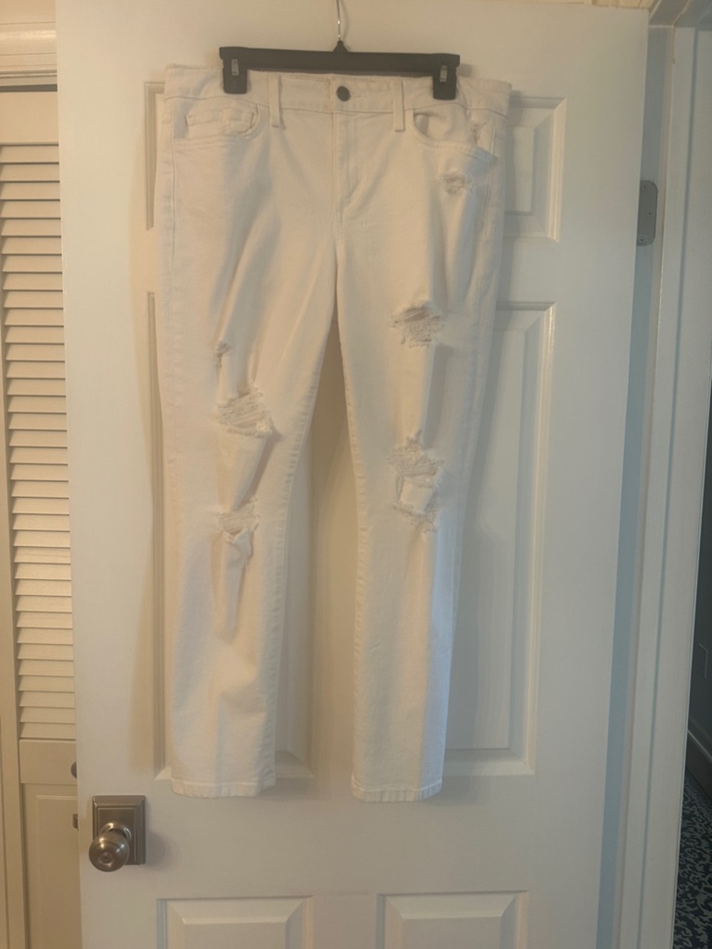 Joe's Jeans White Distressed Straight-Leg Jeans